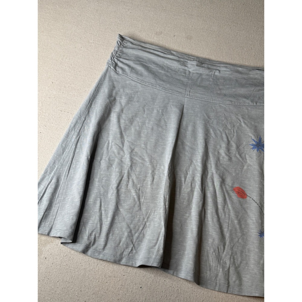 Horny Toad Grey Floral A-Line Mini Skirt Organic Cotton Tencel Size Large